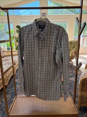 Brooks Brothers Blue and Gray Plaid Button-Down Shirt
